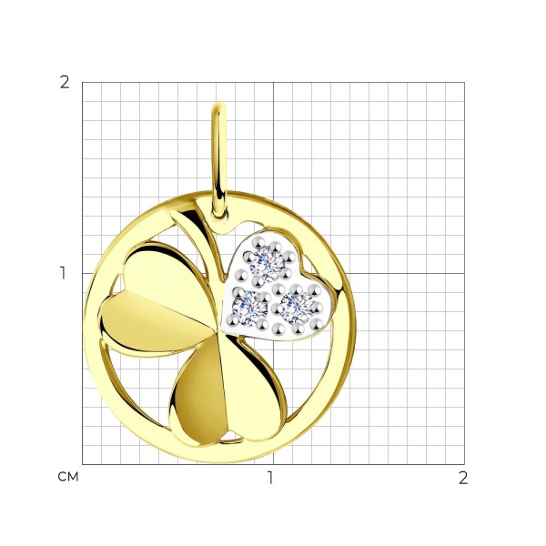 Подвеска из желтого золота с фианитами