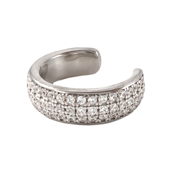 Серьга кафф из серебра с цирконом