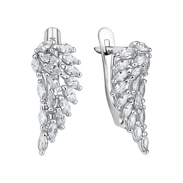 Серьги из серебра с фианитами