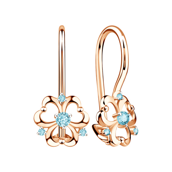 Серьги из красного золота с фианитами