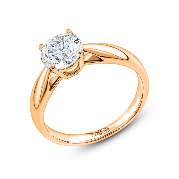 Кольцо из красного золота с бриллиантом