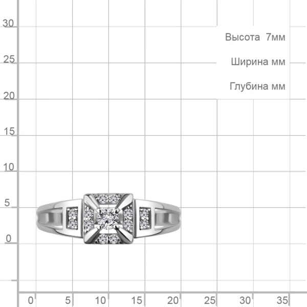 Кольцо из серебра с фианитами