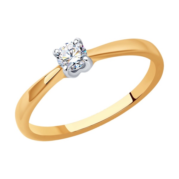 Кольцо из красного золота с бриллиантом