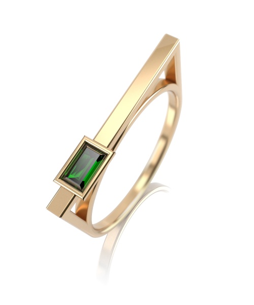 Кольцо из желтого золота с хризолитом