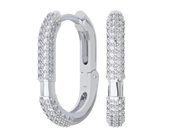 Серьги конго из серебра с фианитами