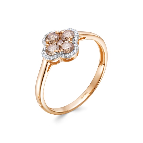 Кольцо из красного золота с бриллиантами