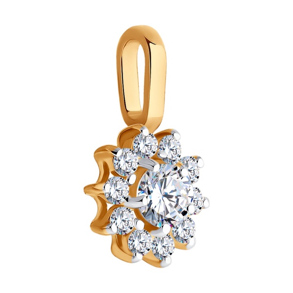 Подвеска из красного золота с фианитами