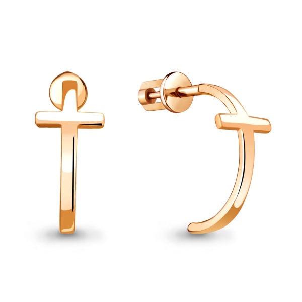 Серьги пусеты из красного золота