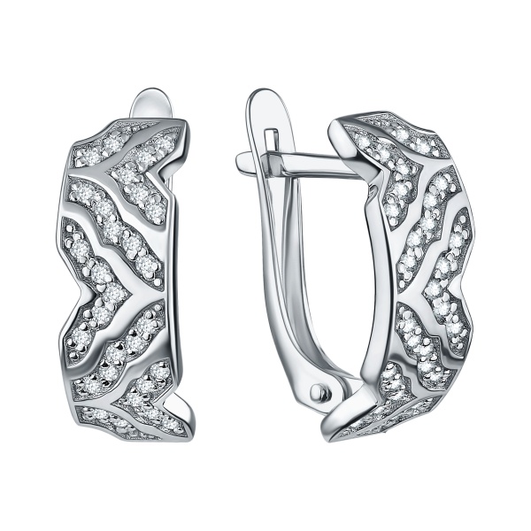 Серьги из серебра с фианитами