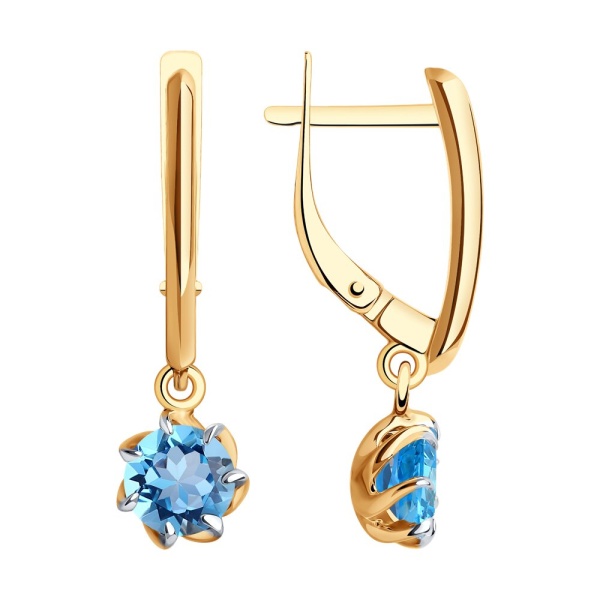 Серьги из красного золота с топазами