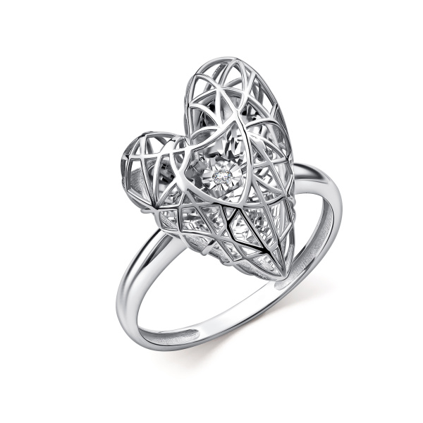 Кольцо из белого золота с танцующим бриллиантом