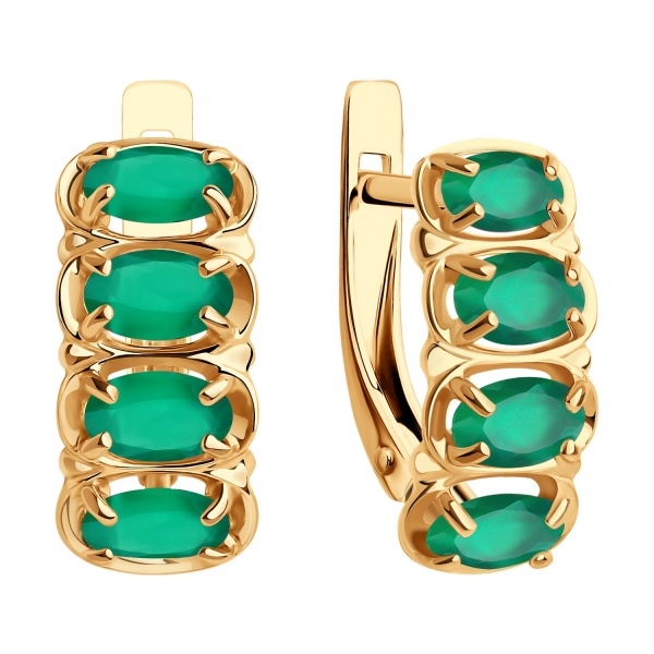 Серьги из красного золота с агатом