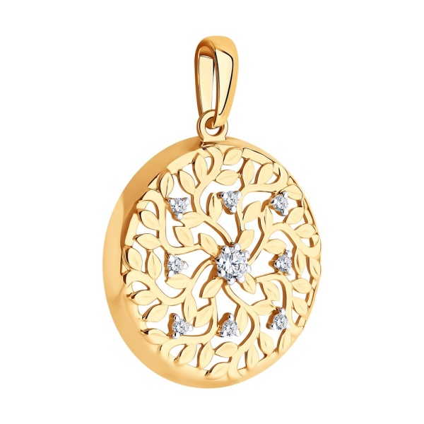 Подвеска из красного золота с фианитами