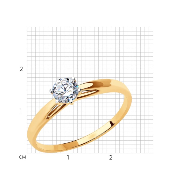 Кольцо из красного золота с фианитом