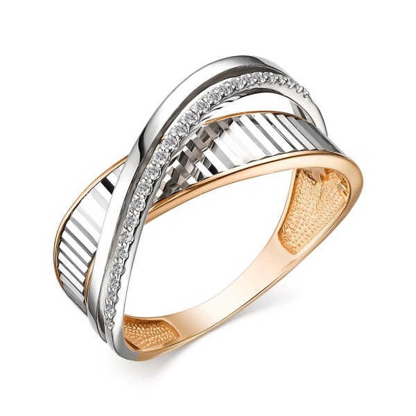 Кольцо из комбинированного золота с бриллиантами