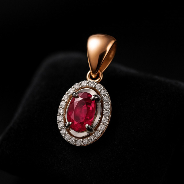 Подвеска из красного золота с рубином и бриллиантами
