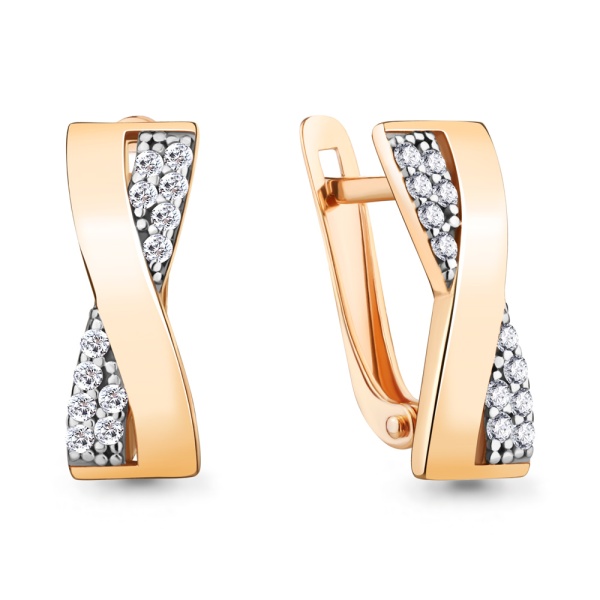 Серьги из красного золота с фианитами