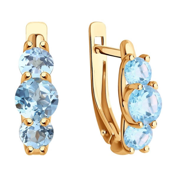 Серьги из красного золота с топазами