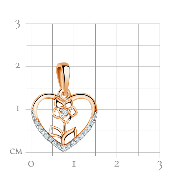 Подвеска из красного золота с фианитами