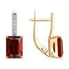 Серьги из красного золота с гранатами и фианитами