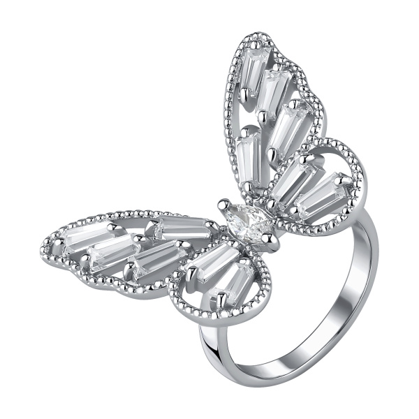 Кольцо из серебра с фианитами «Бабочка»
