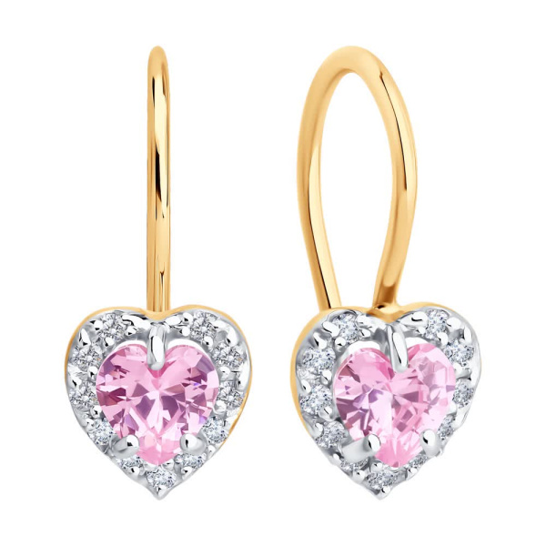 Серьги из красного золота с фианитами