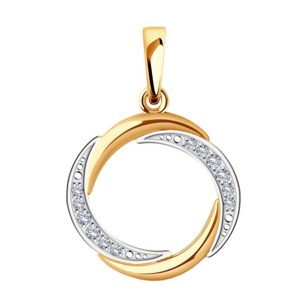 Подвеска из комбинированного золота с фианитами