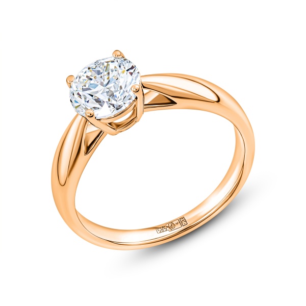 Кольцо из красного золота с бриллиантом