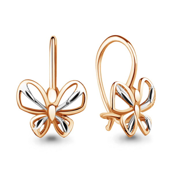 Серьги из комбинированного золота