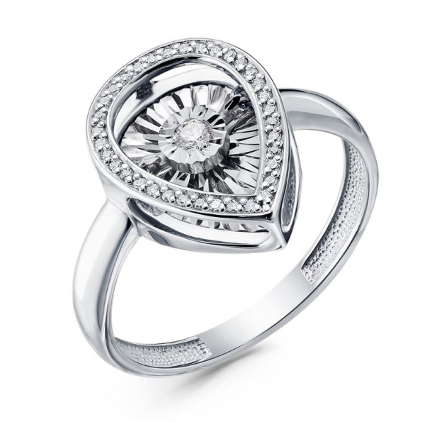 Кольцо из белого золота с танцующим бриллиантом