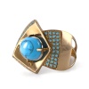 Кольцо из красного золота с бирюзой и фианитами