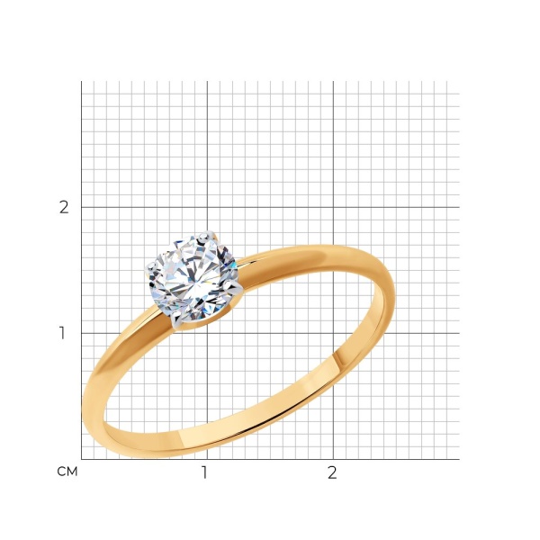 Кольцо из красного золота с фианитом