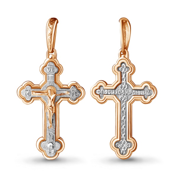 Крестик православный из красного золота