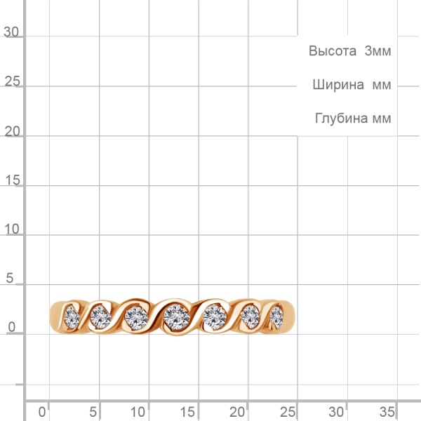 Кольцо из красного золота с фианитами