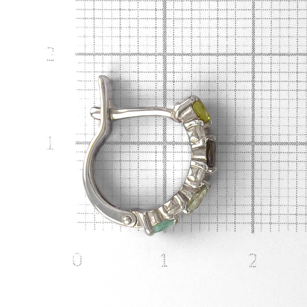 Серьги из серебра с топазом и турмалином