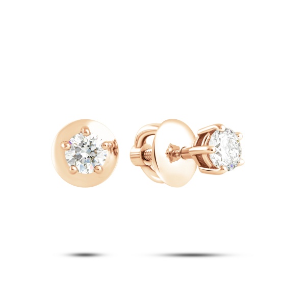 Серьги-пусеты из красного золота с бриллиантами