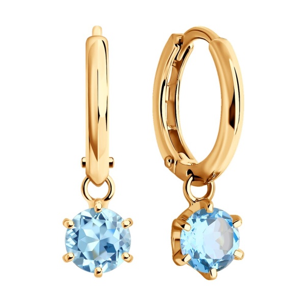 Серьги конго из красного золота с топазами