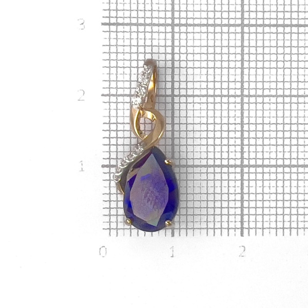 Подвеска из красного золота 585 пробы с сапфиром и фианитами