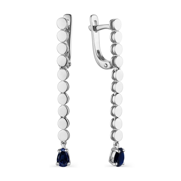 Серьги из белого золота с сапфирами