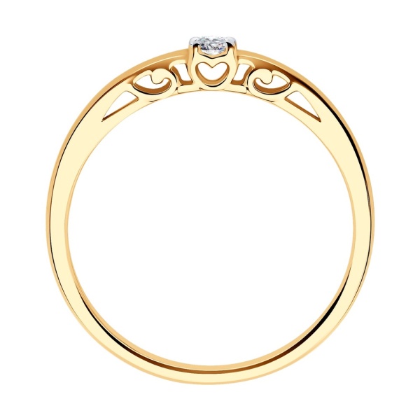 Кольцо из красного золота с бриллиантом