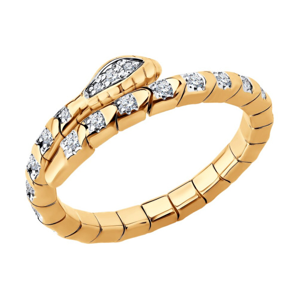 Кольцо из красного золота с бриллиантами «Змея»