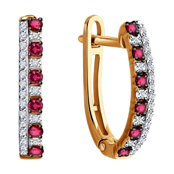 Серьги из красного золота с рубинами и бриллиантами