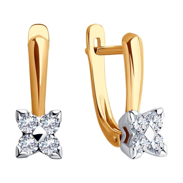 Серьги из красного золота с фианитами