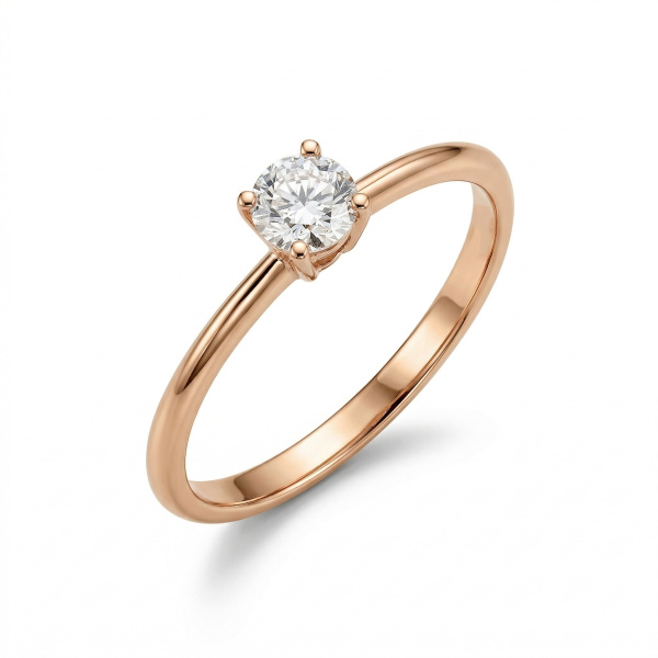 Кольцо из красного золота с бриллиантом