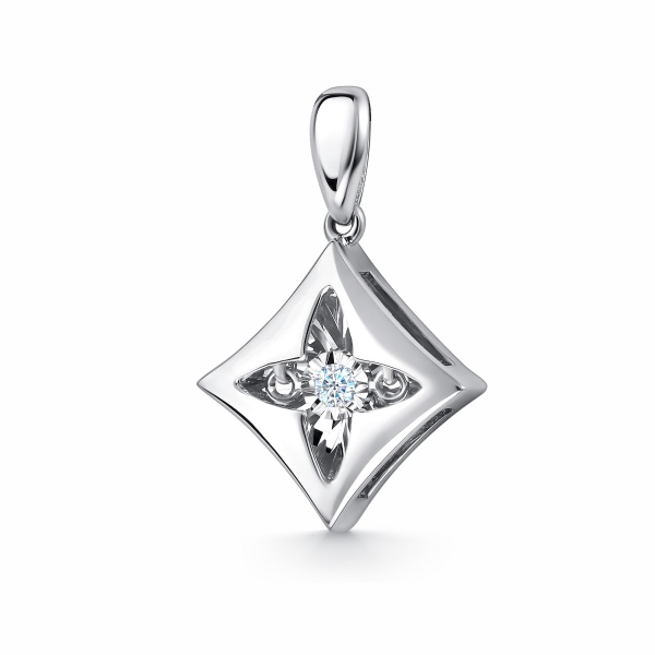 Подвеска из белого золота с бриллиантом