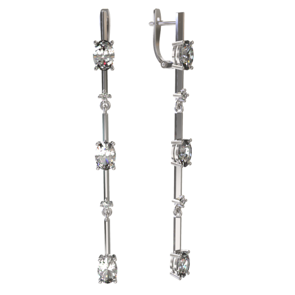 Серьги из серебра с фианитами