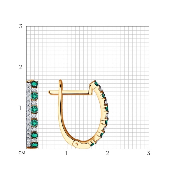 Серьги из красного золота с изумрудами и бриллиантами