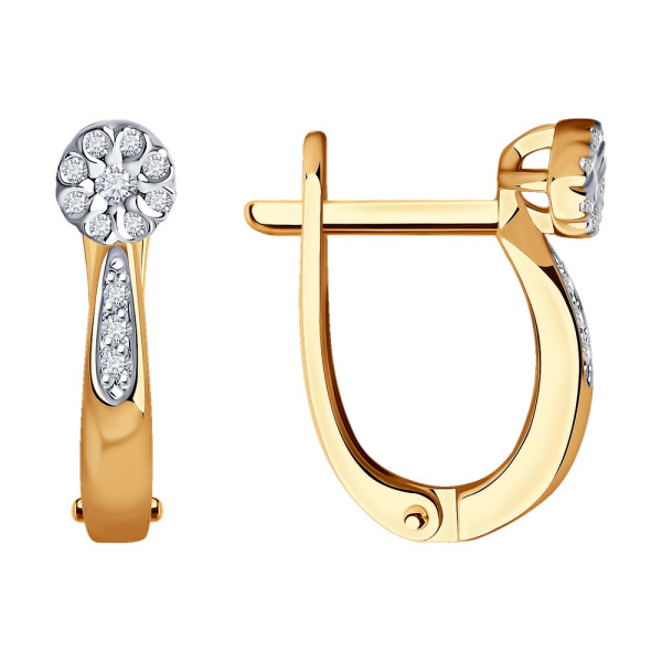 Серьги из красного золота с бриллиантами