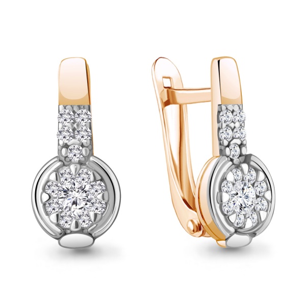 Серьги из красного золота с фианитами