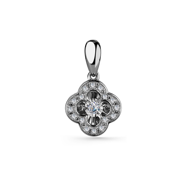 Подвеска из белого золота с танцующим бриллиантом